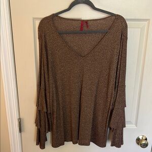 Scarlett Brown Bell Sleeve Tunic with Tiered Design